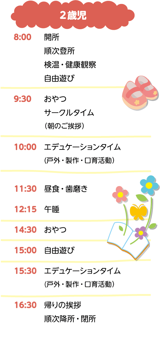 ごうだ保育園の過ごし方 2歳児